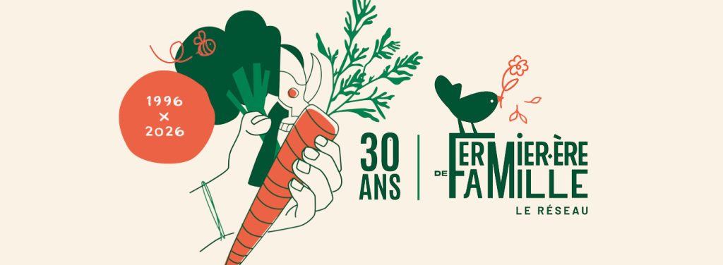 bannière du réseau des fermiers et fermières de famille pour annoncer leur 30e saison de paniers de légumes