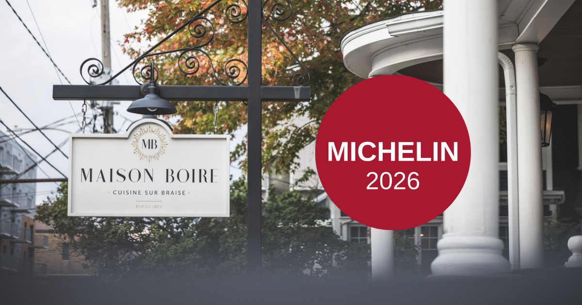 photo de la pancarte du restaurant Maison Boire à Granby et du logo du Guide Michelin 2026